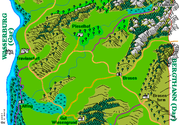 Karte des Mittelteils von Gluckenhang